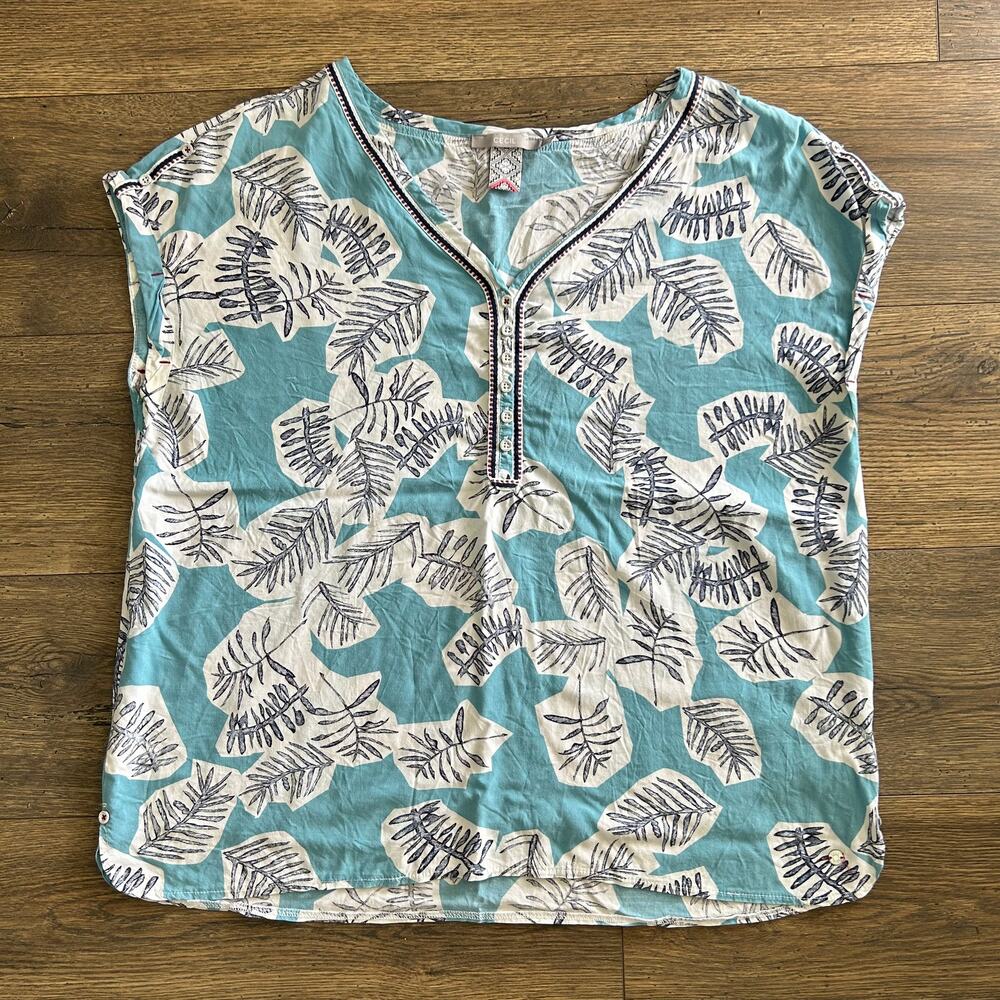 Cecil Women´s Summer Leaf Viscose Boxy Blouse Size XL